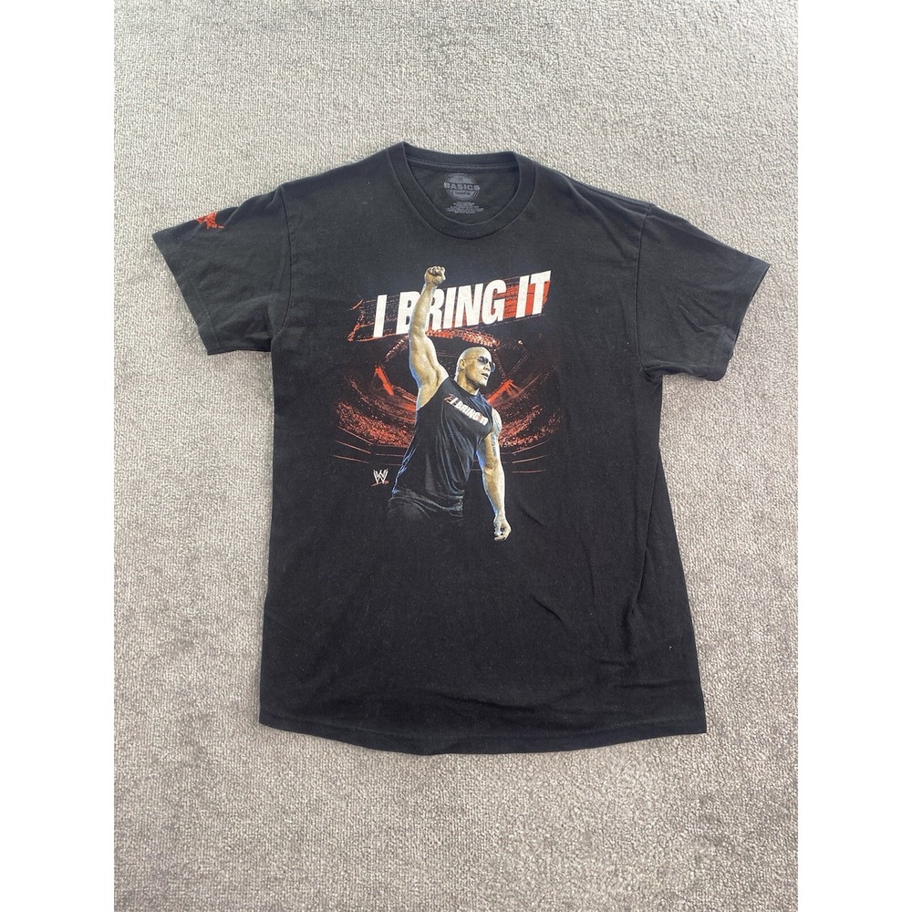 Basics Shirt Men Medium Black WrestleMania Dwayne Johnson The Rock Graphic Logo